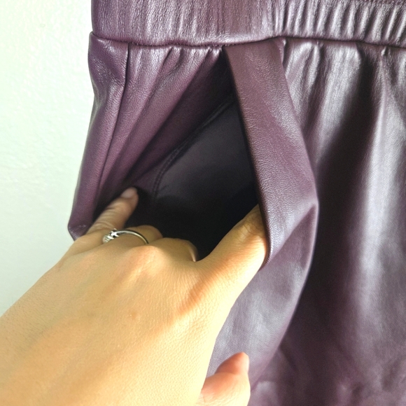 Women's LOFT Faux Purple Leather Chic Stretchy Pants Size XL - Picture 6 of 10